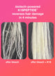 Biotech-powered K18PEPTIDE(TM) reverses hair damage in 4 minutes. Straight hair after bleach without K18and straight hair after bleach with K18.